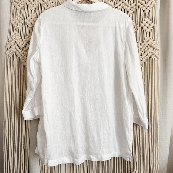 Tahari Women’s Linen Collared Shirt Size Medium GUC - Picture 5 of 8